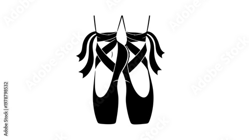 Black Ballet Shoes with Ribbons.