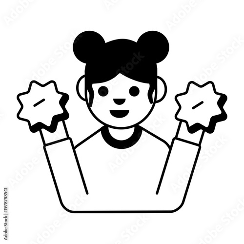 Glyph icon depicting cheerleader performing on field