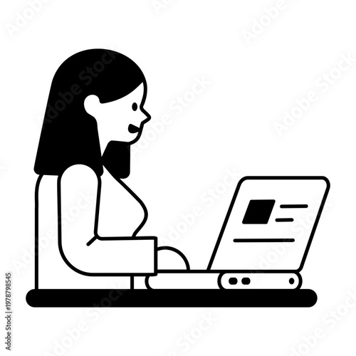A glyph style icon showing work from home