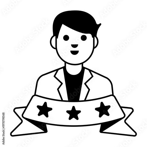 A glyph style icon depicting best employee award