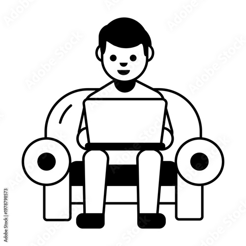 Icon showing remote work designed in Glyph style