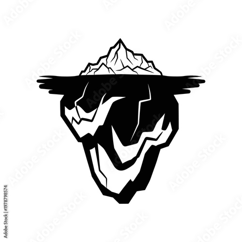 Iceberg Illustration in Black and White.