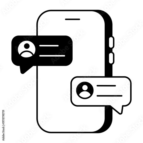 A glyph style icon showing chatting message bubbles