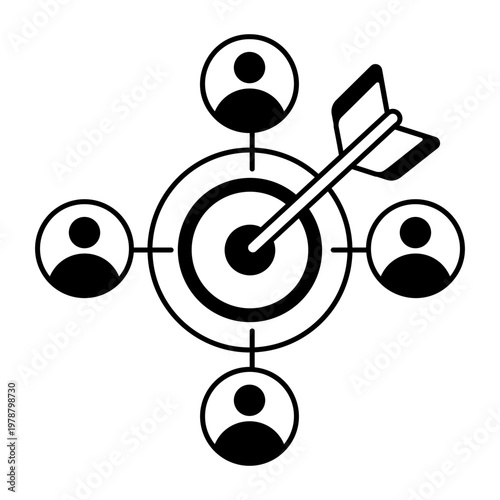 A glyph style icon showing target audience focus