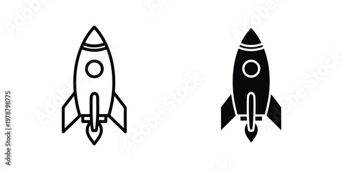 Contrast between a white and black space rocket illustration