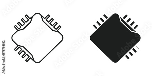 Two different quad flat package integrated circuit representations side by side