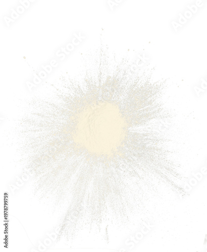 A pile of fine white powder or flour isolated on transparent background
