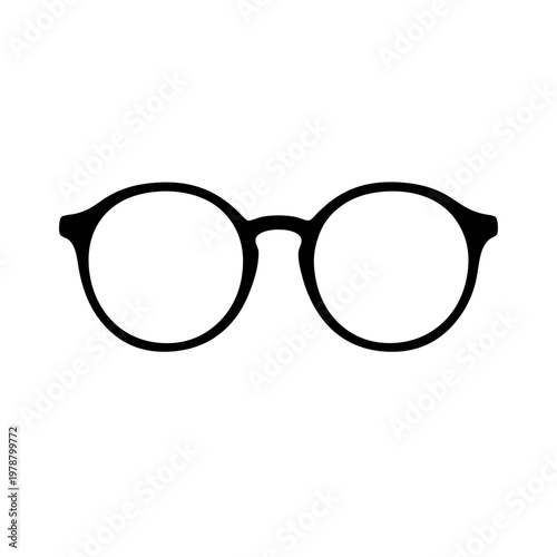 black round glasses on white background