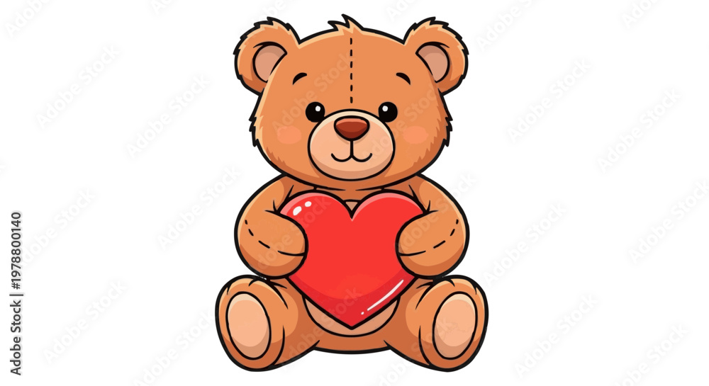 Fototapeta premium Vector illustration of a cute teddy bear holding a heart