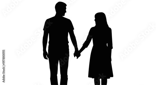 A minimalist silhouette of a couple holding hands