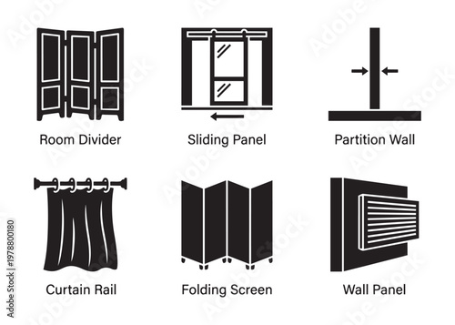 Room divider and partition elements vector illustration interior.