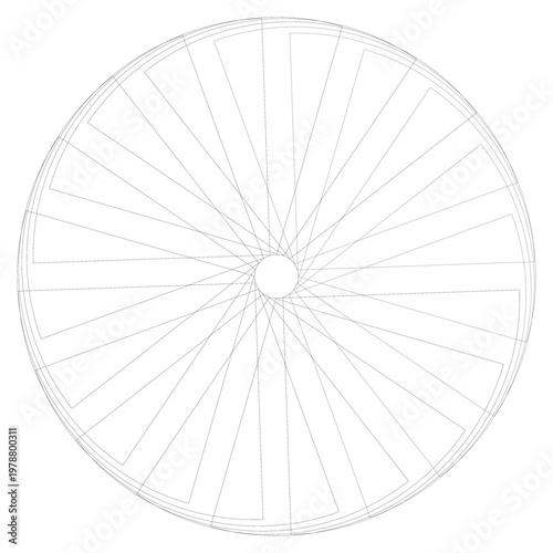 Vintage black bicycle wheel with a spoke rim and rubber tire designed as a round vector icon isolated on a white background like a lemon slice
