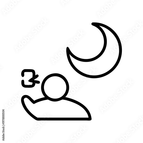 Minimalist Sleep Wellness Line Icon, Night Rest, Relaxation, and Healthy Sleep Symbol