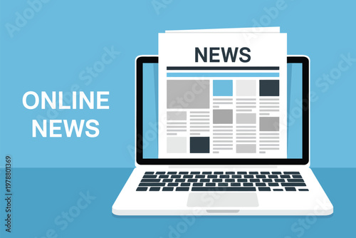 Minimalist of a laptop displaying online news website