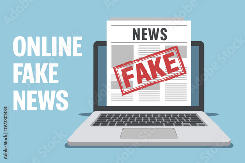 Minimalist of a laptop displaying fake news on screen