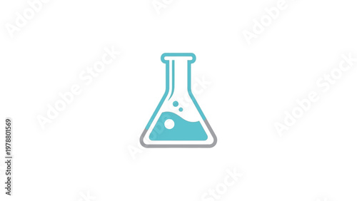 Laboratory beaker with blue liquid.