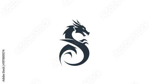 Dragon head logo mythical creature symbol.