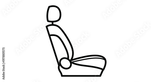 A simple black and white line drawing depicts the side profile of a vehicle seat