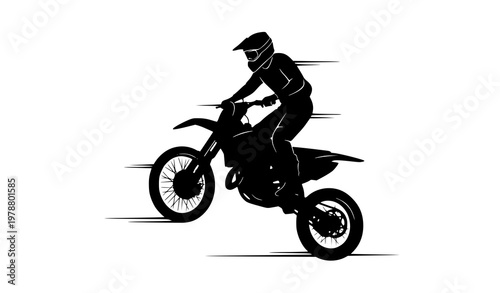 Freestyle motocross rider silhouette vector with stunt action design