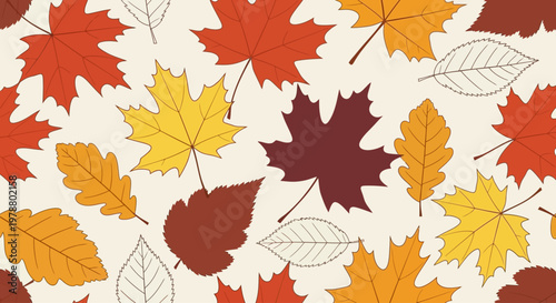 Colorful autumn leaves falling slow.