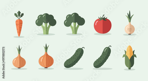 Fresh vegetables on display for market.