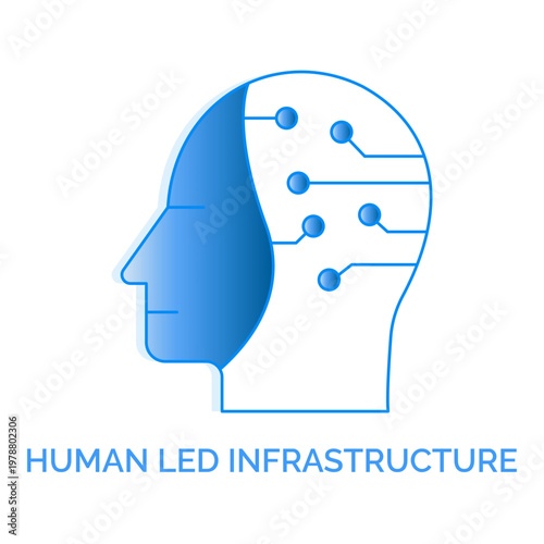 Digital Thinking Monoline Icon with Human Led System