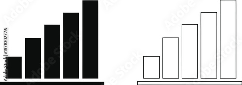 Two contrasting bar graphs one filled one outlined representing data visualization