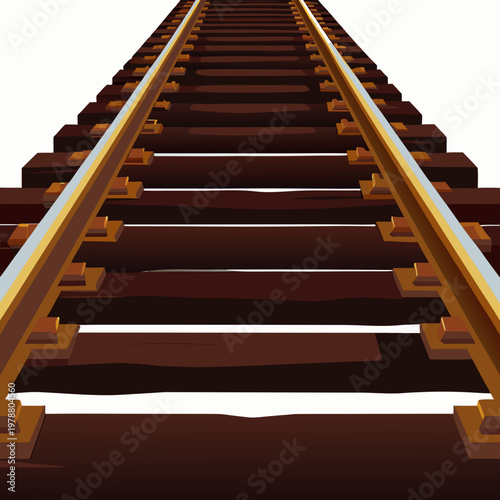 Railroad Tracks Perspective: A graphic illustration of railroad tracks, stretching into the distance with a compelling vanishing point and emphasizing linear perspective.