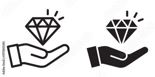 Value Proposition icon vector pack, thin linear outline and black flat icons, business strategy symbols, minimal modern design, scalable vector set