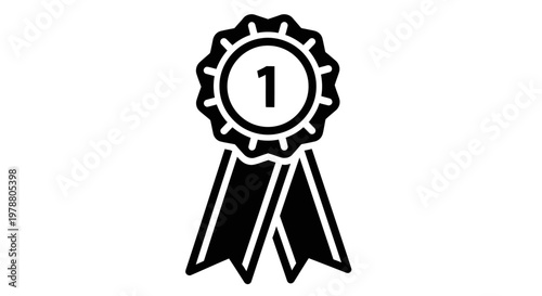 Award ribbon with number one for achievement or competition