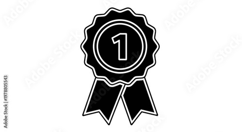 Medal with number one ribbon award recognition achievement