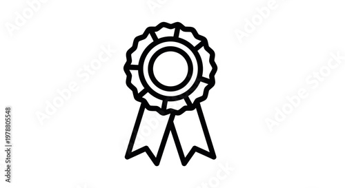 Award Ribbon with Ruffled Edges and Double Streamers for Achievement