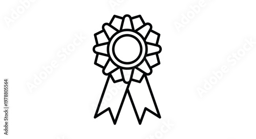 Award Ribbon with Medallion and Ribbons for Achievement Recognition