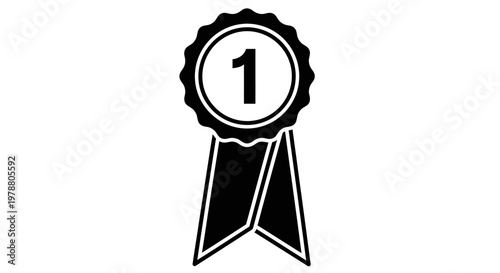 First Place Award Ribbon with Number One Emblem