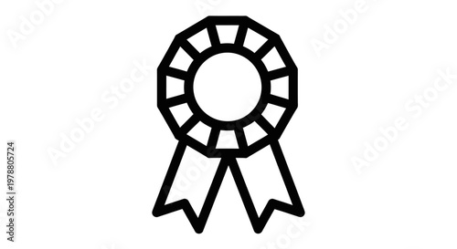 Award Ribbon with Circular Medallion and Ribbons for Achievement