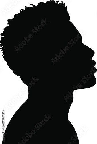 Black silhouette of a person's head and neck in profile