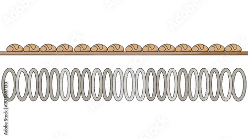 Brown beads and metal coil spring on light gray background