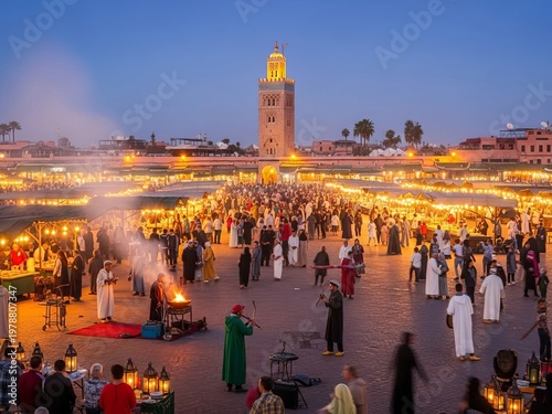 Evening celebration in jemaa el fna square