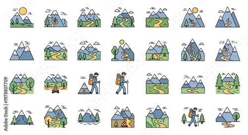 Camping tents in various scenes.