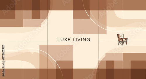 Elegant Chair and Luxe Living Text.