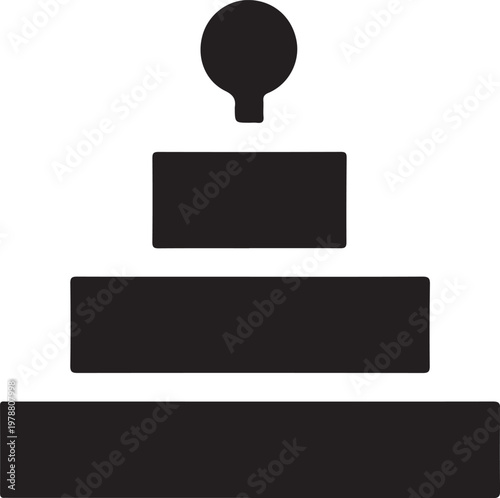 A black and white image of a cake with three layers