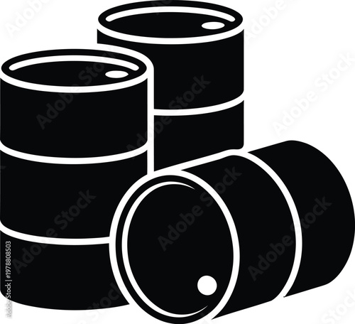 Silhouette of three stacked oil barrels