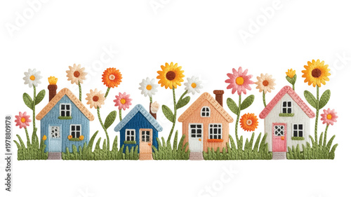 colorful houses with flowers in the garden