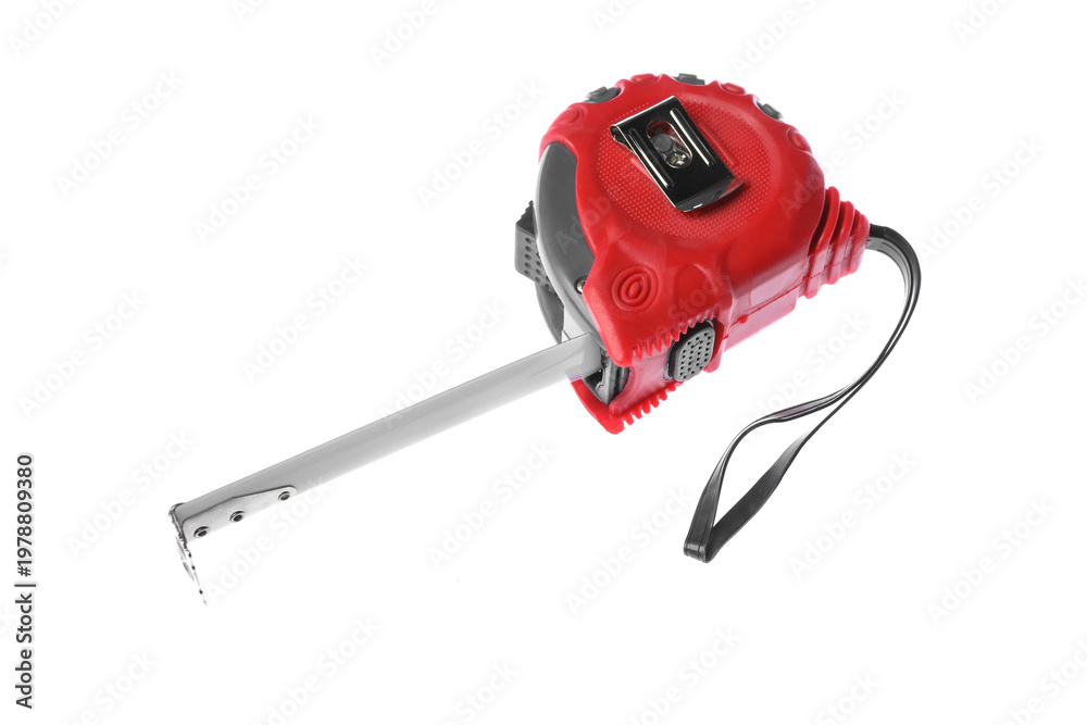 Naklejka premium One measuring tape isolated on white, above view