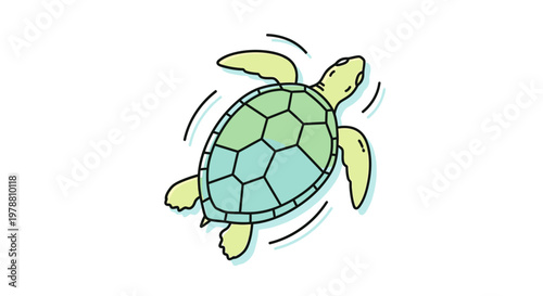 Cartoon sea turtle swimming fast.