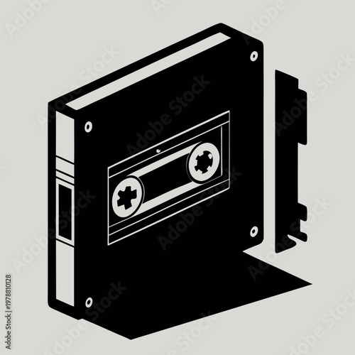 An open Walkman silhouette revealing the cassette  