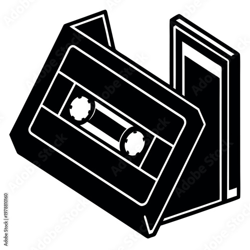 An open Walkman silhouette revealing the cassette  