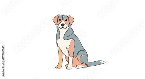 Cute Dog Sitting Alone Outdoors.