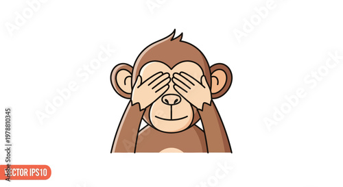 Monkey covering its eyes with hands.