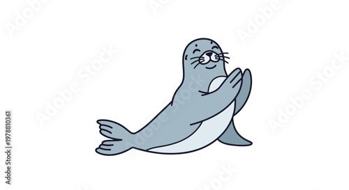 Cartoon Seal Character Smiling Playfully.